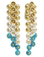 Серьги из лимонного золота c бирюзой и перламутром