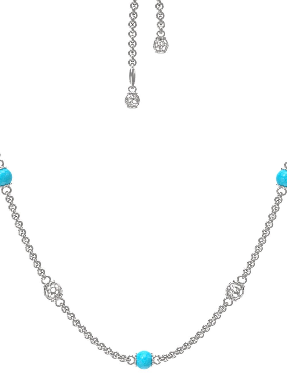 Колье из белого золота c бирюзой