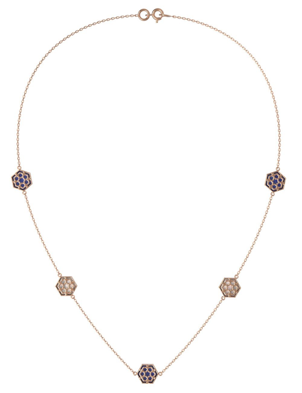 Колье из золота c лазуритом и перламутром