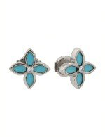 Серьги из белого золота c бриллиантами и бирюзой