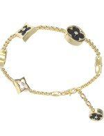 Браслет из лимонного золота c бриллиантами, ониксом и перламутром