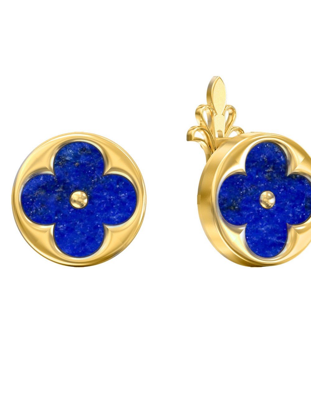 Серьги из лимонного золота c лазуритом