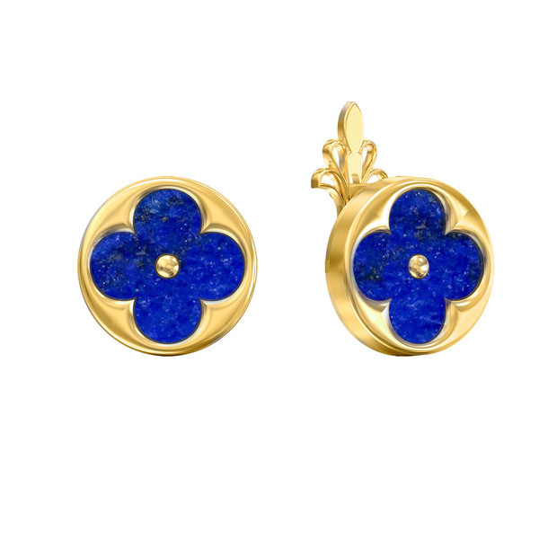 Серьги из лимонного золота 585 пробы c лазуритом