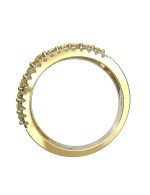 Кольцо из лимонного золота c бриллиантами и сапфиром