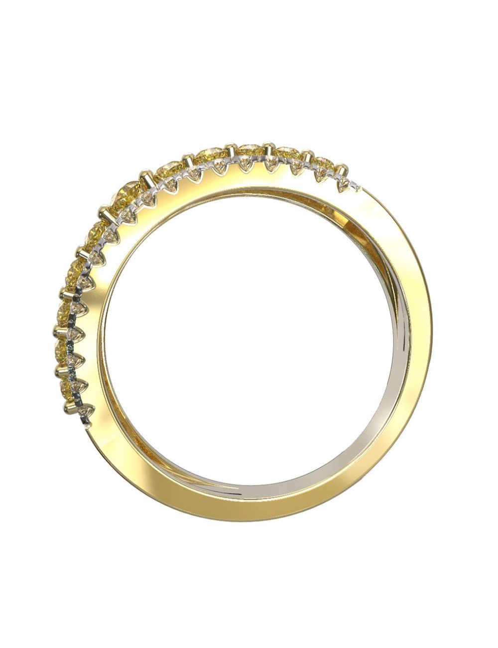 Кольцо из лимонного золота c бриллиантами и сапфиром