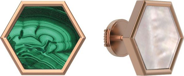 Серьги из золота c малахитом и перламутром