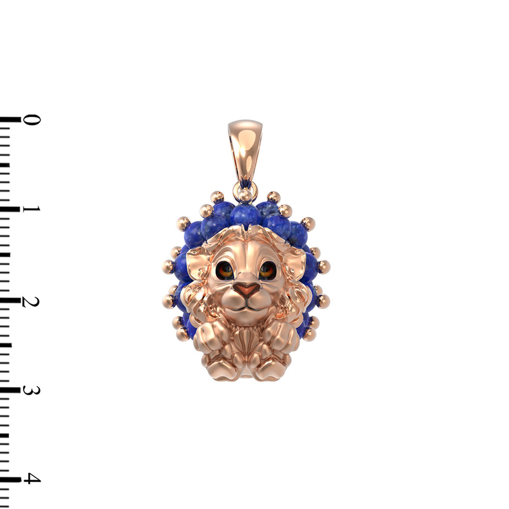 Подвеска из красного золота 585 пробы c эмалью и лазуритом