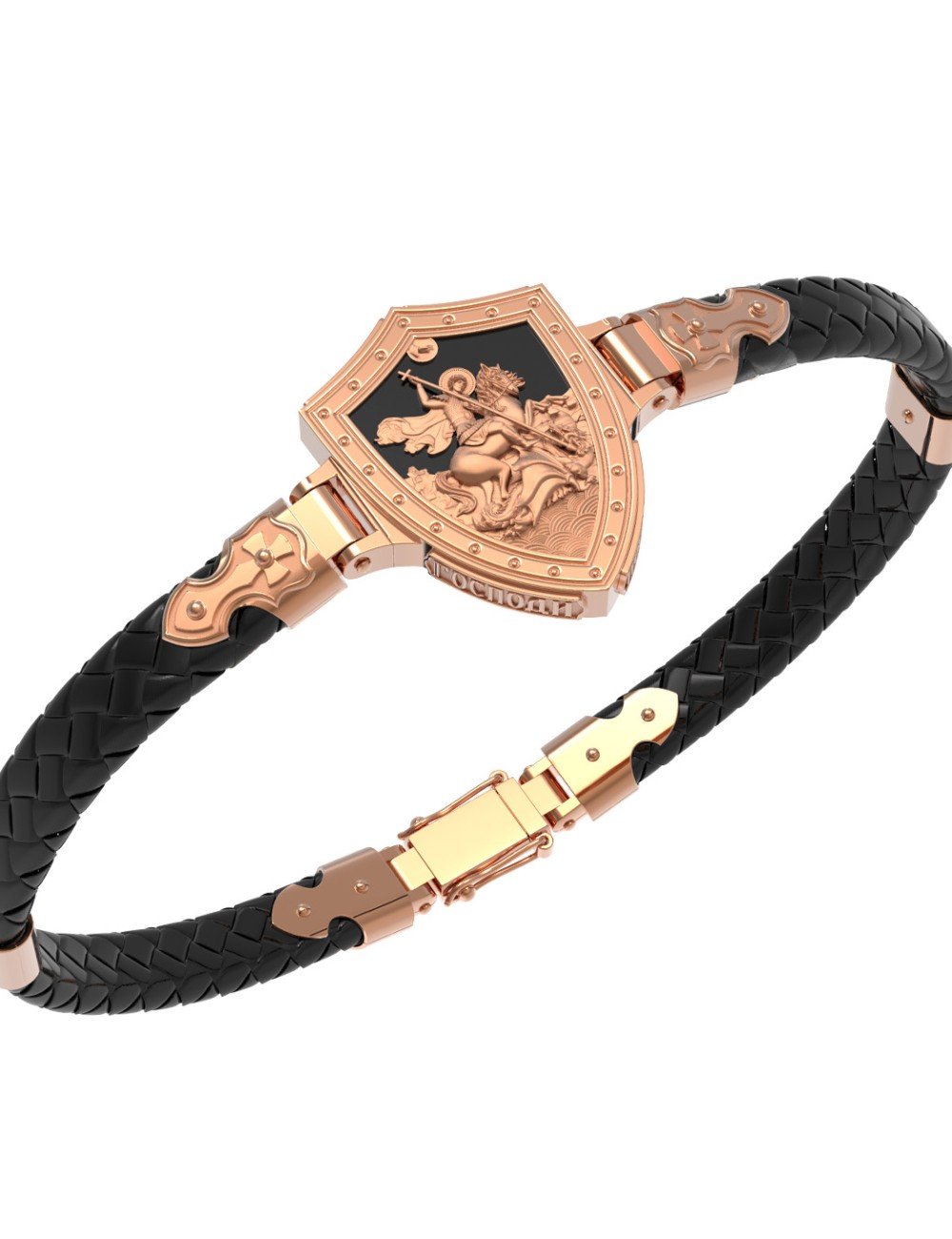 Браслет из золота c шнурком и ониксом