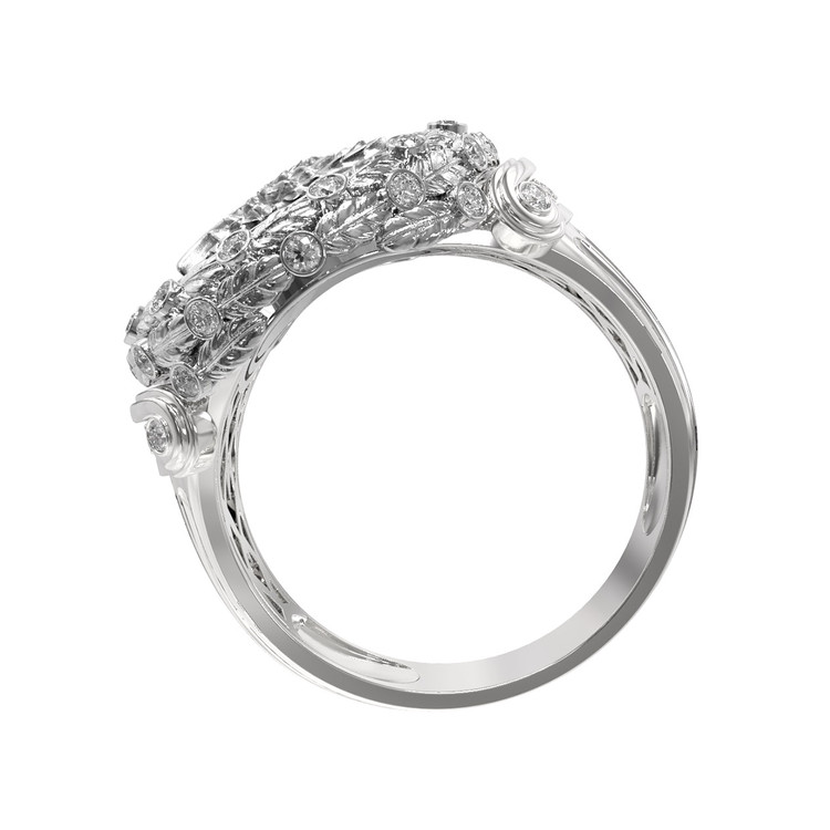 Кольцо из белого золота 585 пробы c бриллиантами и ониксом