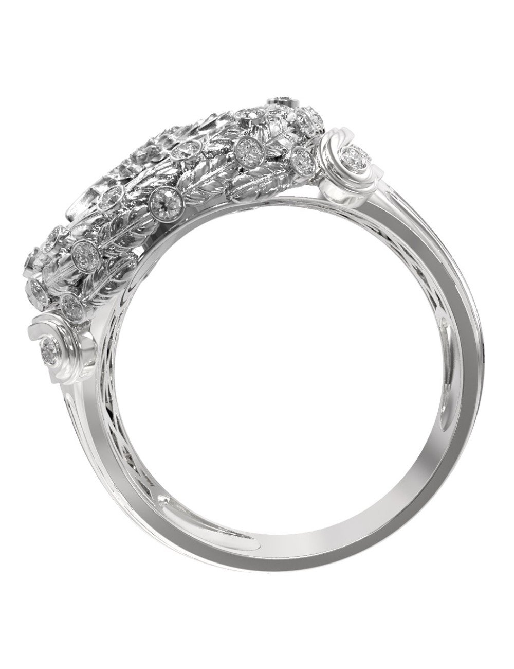 Кольцо из белого золота c бриллиантами и ониксом