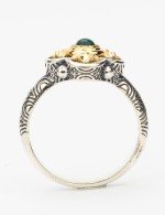 Кольцо из серебра и золота c хризопразом и рубином