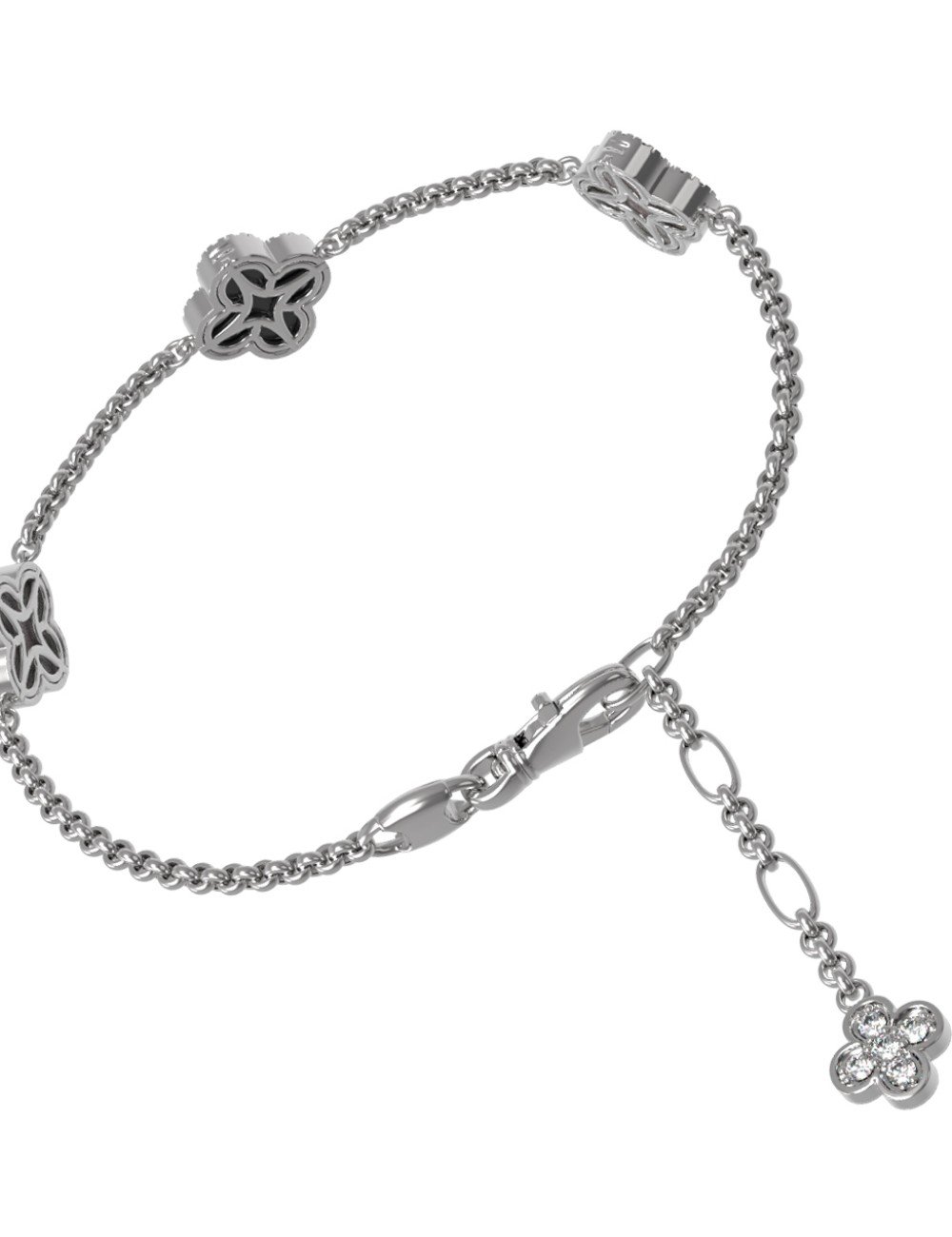 Браслет из белого золота c бриллиантами, ониксом и перламутром