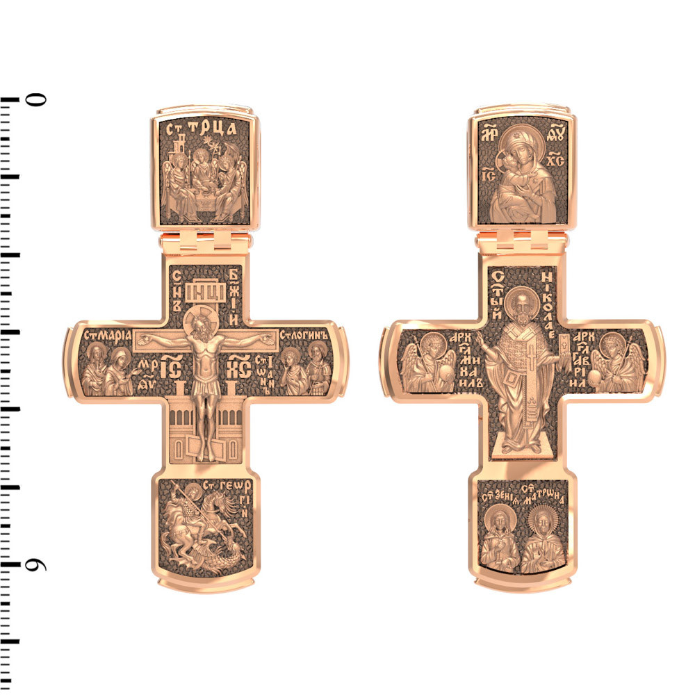 Крест из красного золота 585 пробы
