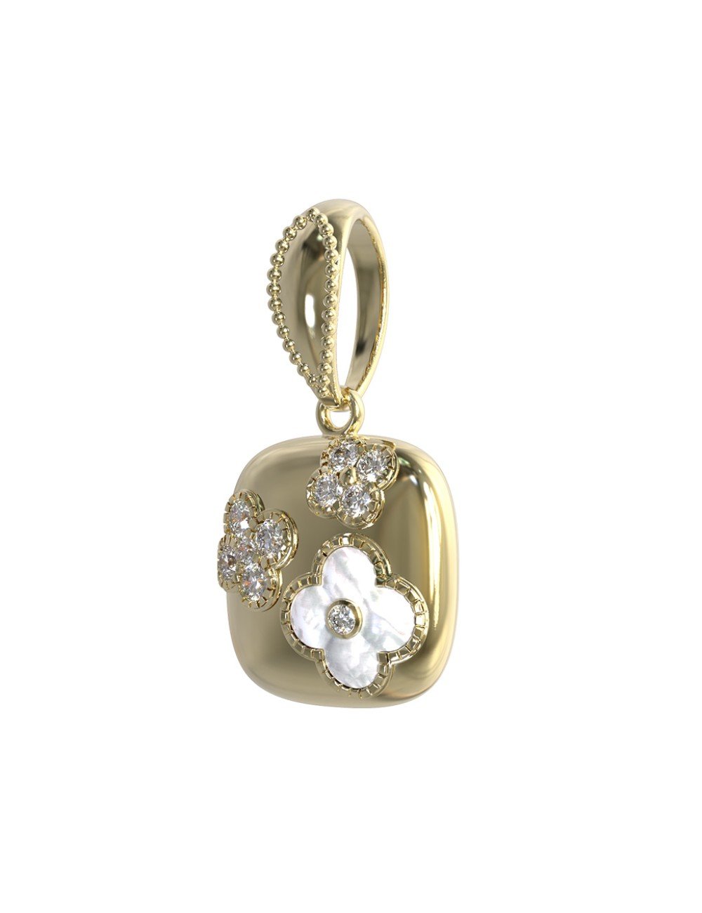 Подвеска из лимонного золота c бриллиантами и перламутром