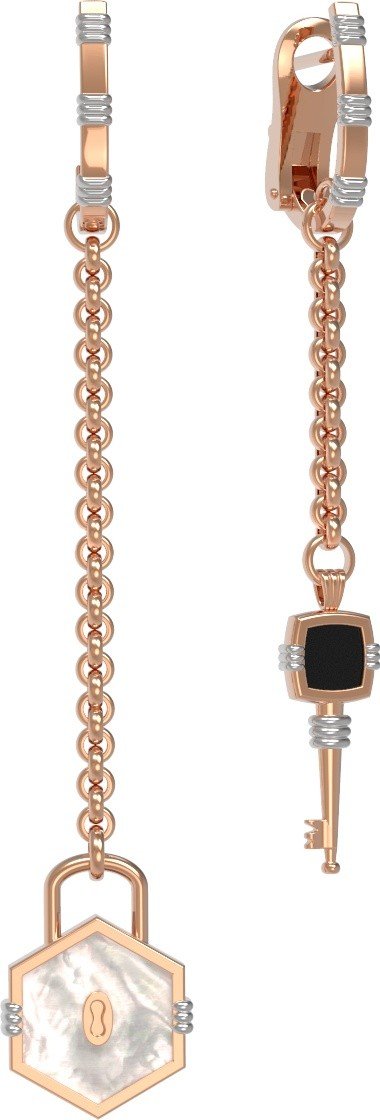 Серьги из золота c ониксом и перламутром