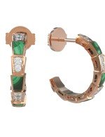 Серьги из золота c бриллиантами и малахитом