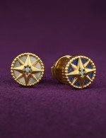 Серьги из лимонного золота c бриллиантами, лазуритом и перламутром