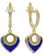 Серьги из лимонного золота c фианитом и лазуритом