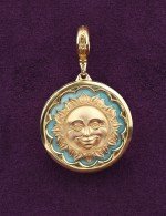 Подвеска из лимонного золота c бирюзой и лазуритом