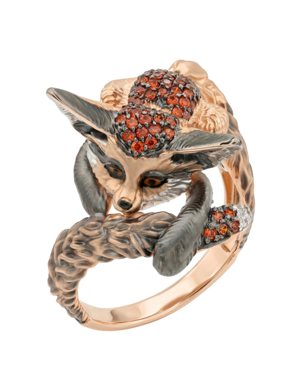 Кольцо из золота c эмалью и фианитом