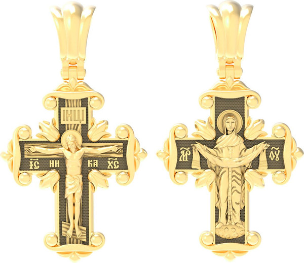 Крест из лимонного золота 585 пробы