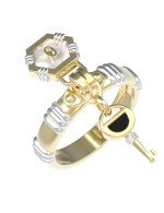 Кольцо из лимонного золота c ониксом и перламутром