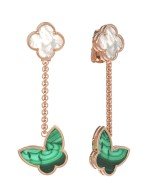 Серьги из золота c малахитом и перламутром