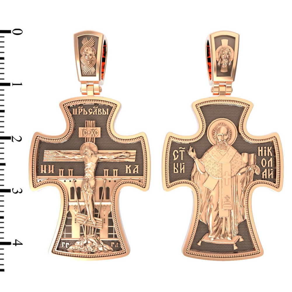 Крест из красного золота 585 пробы