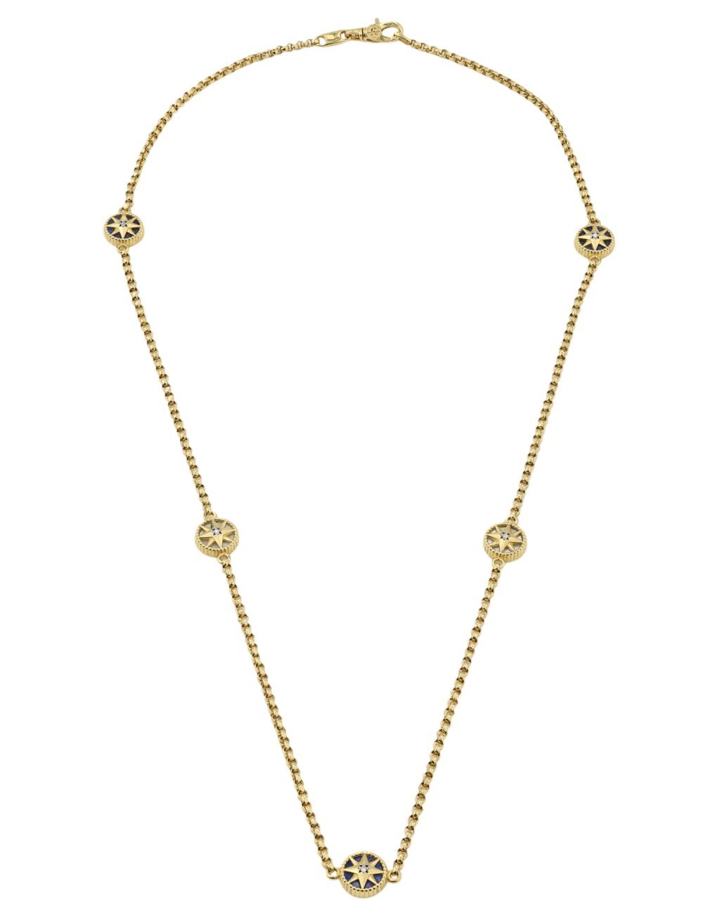 Колье из лимонного золота c бриллиантами, лазуритом и перламутром