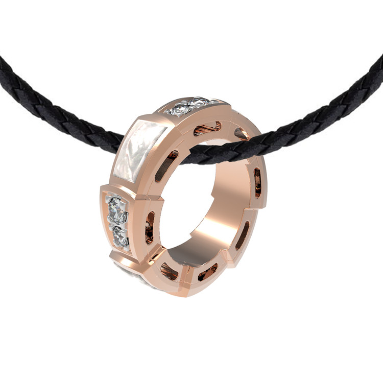 Подвеска из красного золота 585 пробы c бриллиантами и перламутром