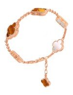 Браслет из золота c тигровым глазом и перламутром