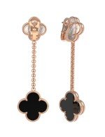 Серьги из золота c ониксом и перламутром