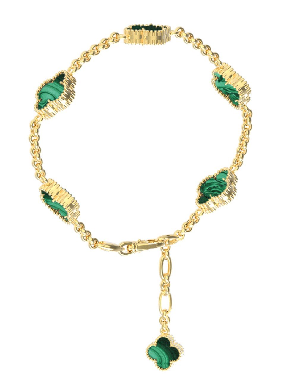 Браслет из лимонного золота c малахитом
