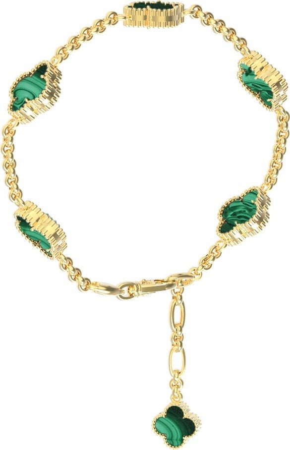 Браслет из лимонного золота c малахитом