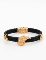 Браслет из золота c бриллиантами и кожаным шнурком