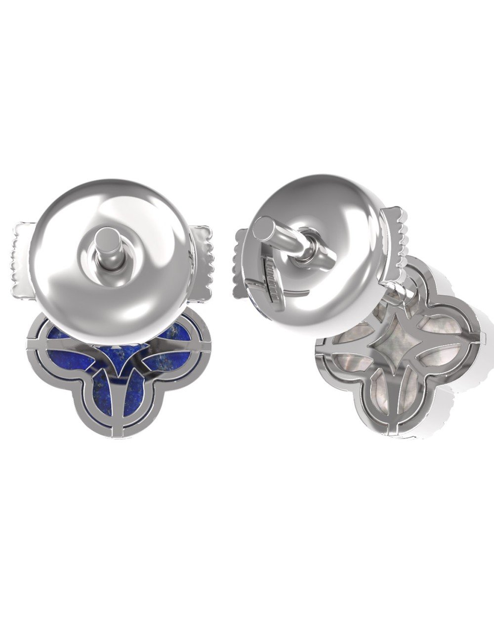 Серьги из белого золота c бриллиантами, лазуритом и перламутром