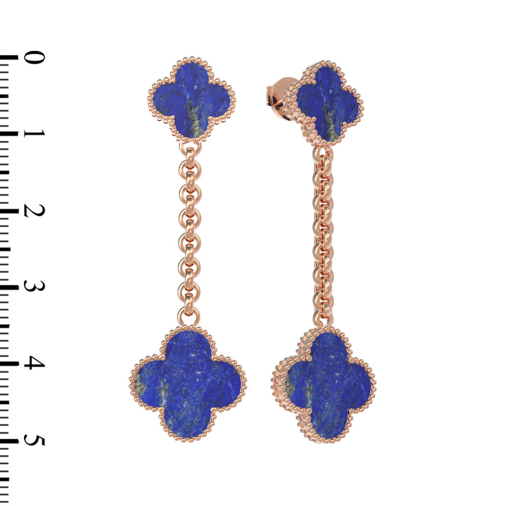 Серьги из красного золота 585 пробы c лазуритом