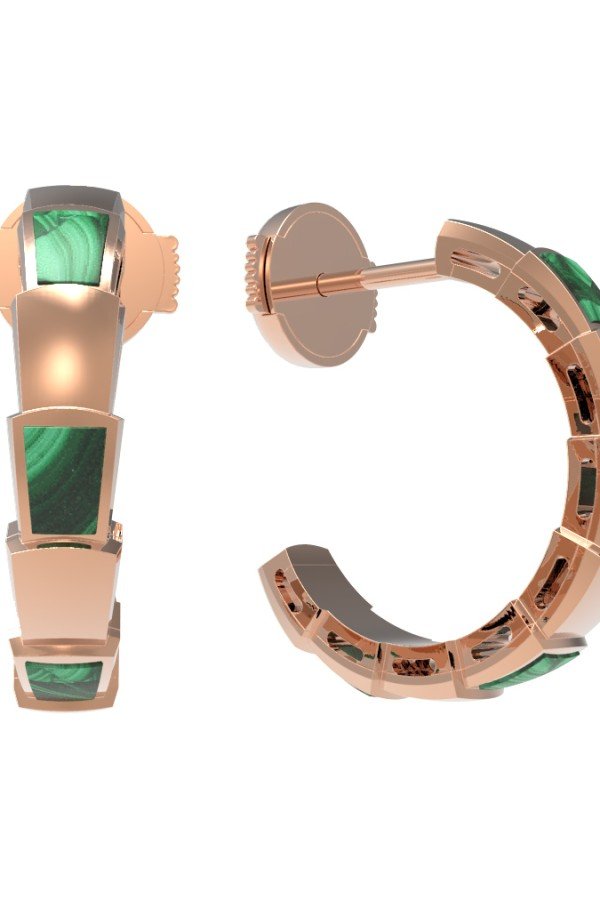 Серьги из золота c малахитом