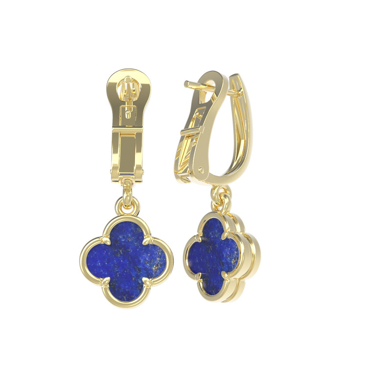 Серьги из лимонного золота 585 пробы c лазуритом