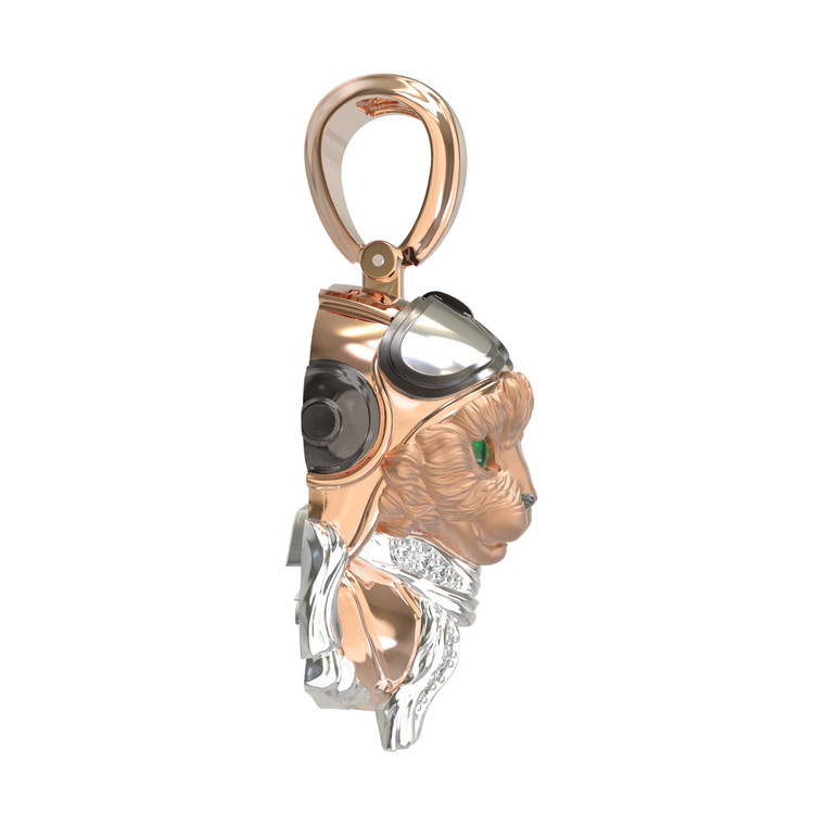 Подвеска из красного золота 585 пробы c эмалью, бриллиантами и рубином