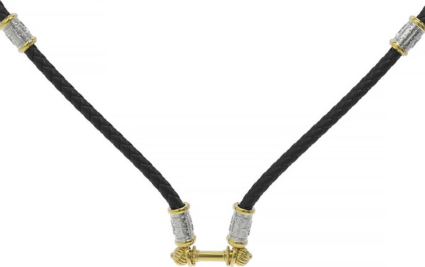 Цепь-шнурок кожа из лимонного золота 585 пробы c кожаным шнурком