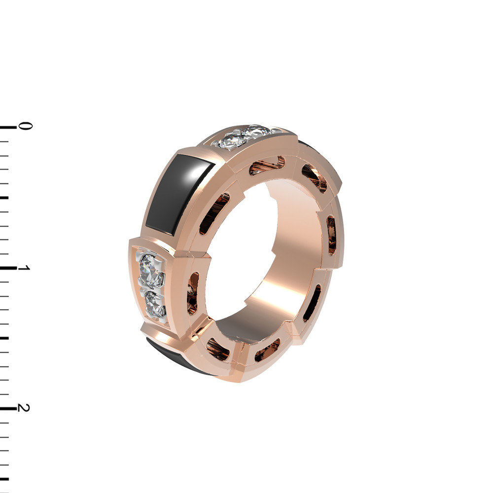 Подвеска из красного золота 585 пробы c бриллиантами и ониксом