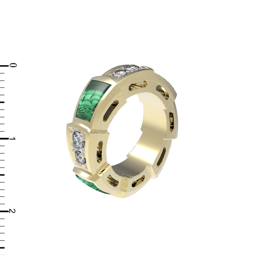 Подвеска из лимонного золота 585 пробы c бриллиантами и малахитом