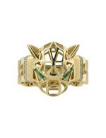 Кольцо из лимонного золота c бриллиантами и изумрудом