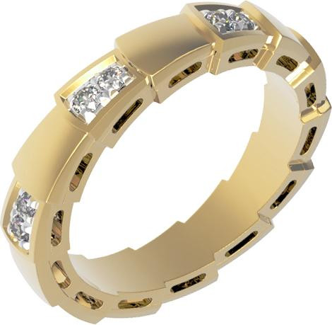 Кольцо из лимонного золота 585 пробы c бриллиантами