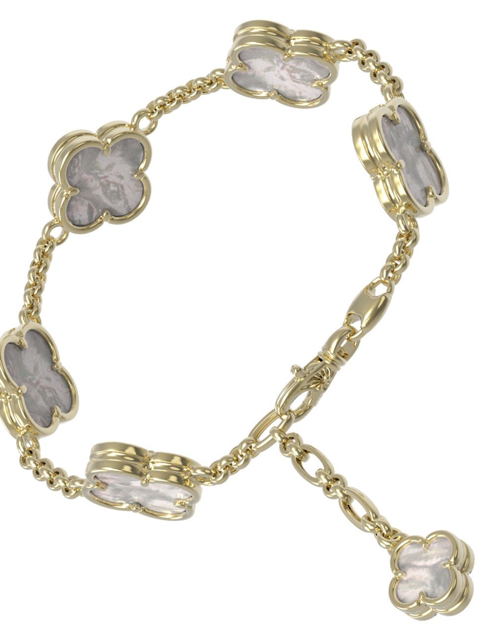 Браслет из лимонного золота c перламутром