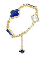 Браслет из лимонного золота c лазуритом и перламутром