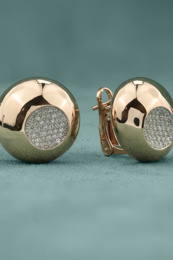 Серьги из красного золота 585 пробы c бриллиантами