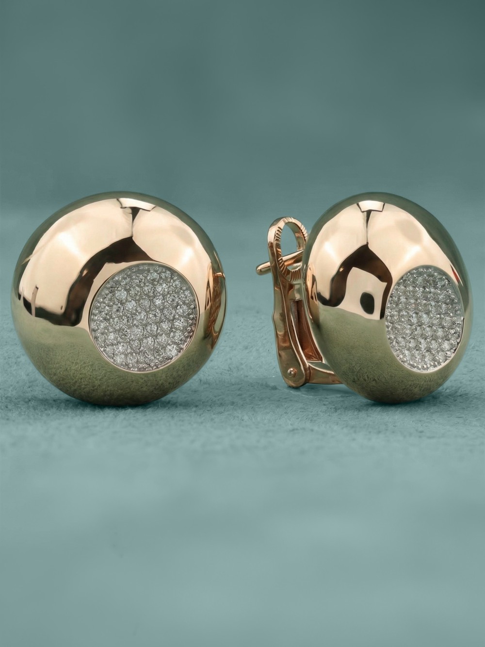 Серьги из красного золота 585 пробы c бриллиантами