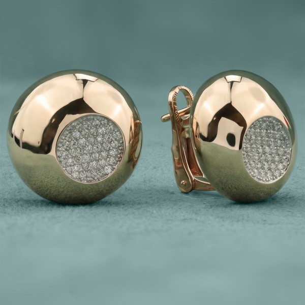 Серьги из красного золота 585 пробы c бриллиантами